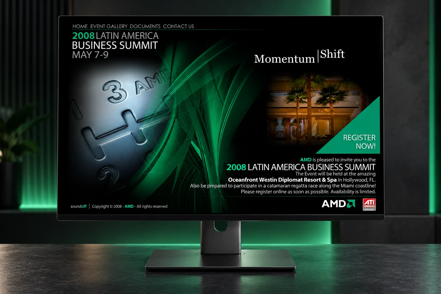 AMD event website mockup close-up