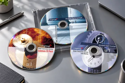 Three Citigroup printed CDs in a realistic product mockup